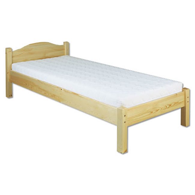 Borovicová postel LK124 100 x 200 cm - surové dřevo