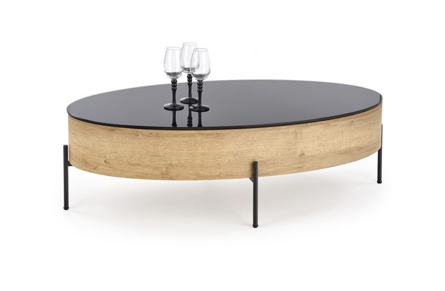 Oválný konferenční stolek ZENGA s úložným prostorem - Nízký oválný stolek Zenga