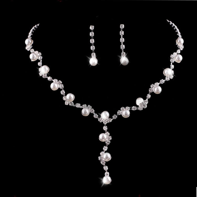 VIPhair.cz - Luxusní sada náhrdelníku a náušnic s kamínky a perličkami -  Bižuterie - MÓDNÍ DOPLŇKY