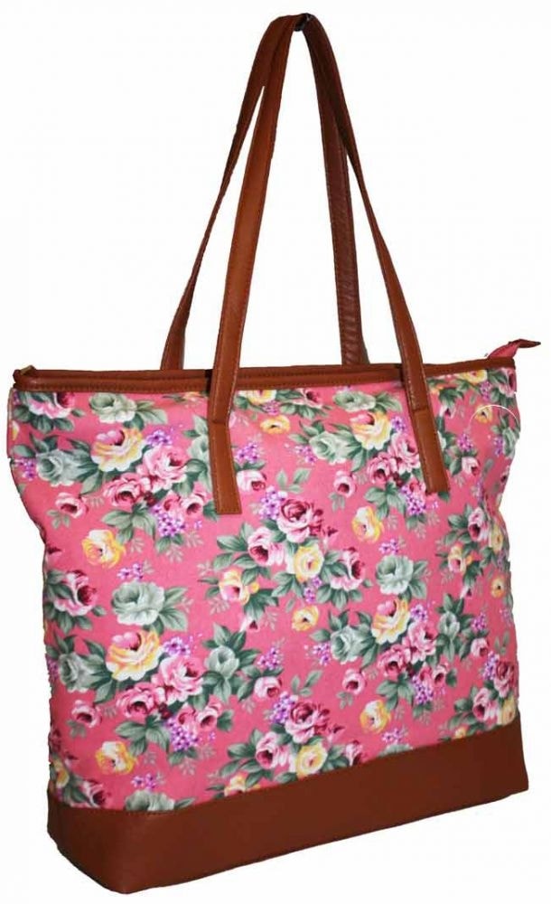 VIPhair.cz - Dámská letní prostorná kabelka - květinový vzor (pink) -  Kabelky - MÓDNÍ DOPLŇKY