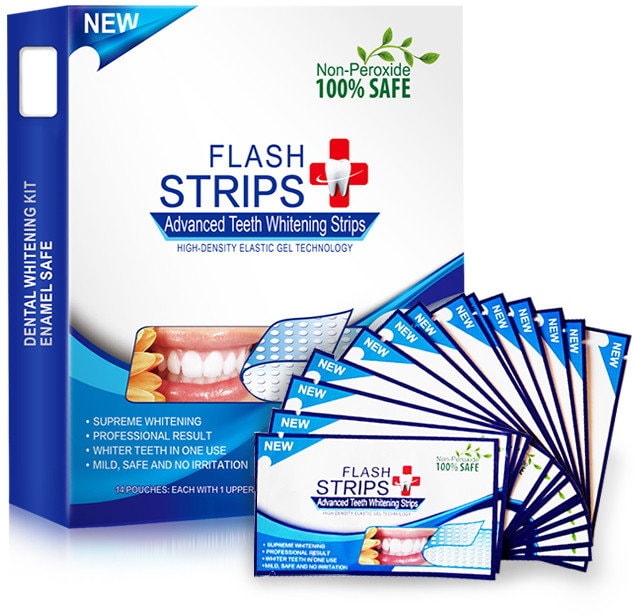 VIPhair.cz - Bělící pásky FLASH STRIPS - 14 denní péče - Bělení zubů -  ZDRAVÍ A KRÁSA