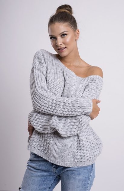 VIPhair.cz - Dámský pletený svetr s copánkový vzorem - Svetry, mikiny -  DÁMSKÁ MÓDA