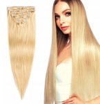 CLIP IN vlasy - 100% Lidské vlasy k prodloužení REMY, přírodní Blond - extra dlouhé 57 cm
