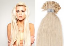 KERATIN- 100% Lidské vlasy k prodloužení REMY, platinová Blond 46,55,60cm