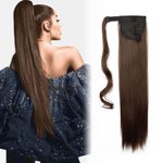 Culík/cop příčesek -100% lidské Remy vlasy 60 cm, středně hnědá