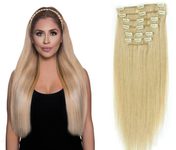 CLIP IN vlasy - 100% Lidské vlasy k prodloužení REMY, přírodní Blond - extra dlouhé 60cm