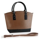Shopper Bag kabelka s popruhem ARDERE - kombi camel & černá