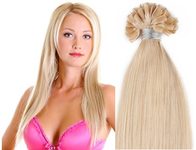 KERATIN- 100% Lidské vlasy k prodloužení REMY,  přírodní Blond 46,55,60cm