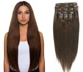 CLIP IN vlasy - 100% Lidské vlasy k prodloužení REMY, středně hnědá - extra dlouhé 60cm