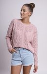 Dámský svetřík s originálním vzorem - Pink