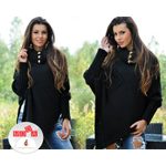 Dámské pletené pončo s rukávy - black