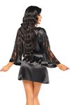 Černý župánek s krajkovanými rukávy Lucia