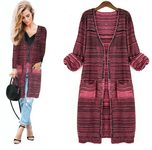 Dámský pruhovaný kardigan - Red