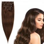 CLIP IN vlasy - 100% Lidské vlasy k prodloužení REMY, středně hnědá - extra dlouhé 57 cm