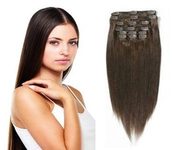 CLIP-IN- 100% Lidské vlasy k prodloužení REMY, tmavě hnědé 40cm