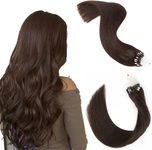 MICRO LOOP/ MICRO RING- 100% Lidské vlasy k prodloužení REMY, tmavě hnědé 55cm