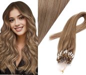 MICRO LOOP/ MICRO RING- 100% Lidské vlasy k prodloužení REMY, světle hnědé 55cm