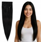 CLIP IN vlasy - 100% Lidské vlasy k prodloužení REMY, černá - extra dlouhé 57 cm