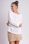 Dámský svetřík s krajkovým vzorem - White