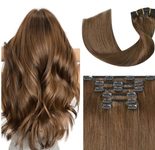 CLIP IN vlasy - 100% Lidské vlasy k prodloužení REMY, světle hnědé