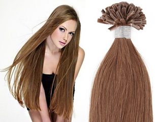 KERATIN- 100% Lidské vlasy k prodloužení REMY,světle hnědá 46,55,60cm