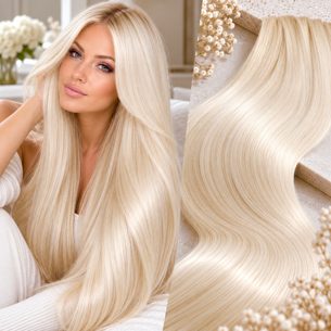 100% Středoevropské vlasy VIRGIN - platinová blond 20 - 70cm