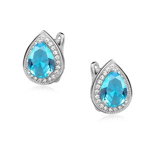 Stříbrné náušnice Kapka - aquamarine 925/1000
