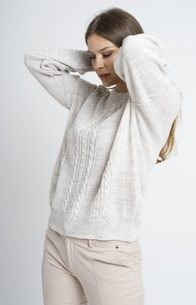 Dámský polorolák s copánkovým vzorem - Beige