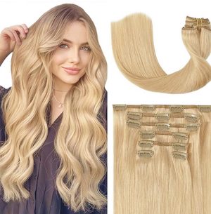 CLIP IN vlasy - 100% Lidské vlasy k prodloužení REMY, přírodní Blond