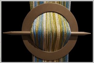 Provázková záclona De Luxe trio-effect-bílá-olivová-modrá