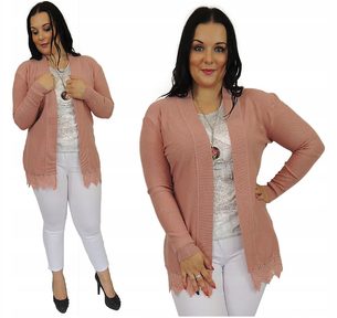 Luxusní kardigan s krajkou - peach