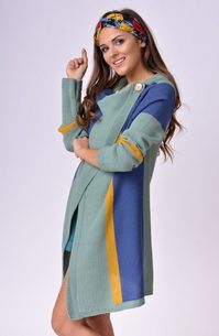 Dámský zavinovací kardigan na knoflík - khaki