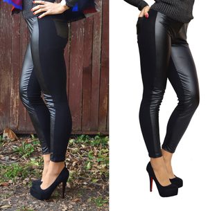 Luxusní tvarující push-up legíny s eko kůží