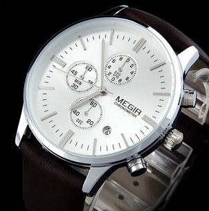 Nový model stylových pánských hodinek MEGIR Chronograph TLW11 - silver/brown