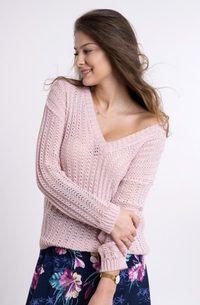 Dámský žíhaný svetřík - Pink