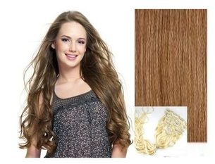 CLIP IN vlasy - 100% Lidské vlasy k prodloužení REMY, světle hnědé - vlnité