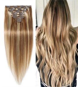 CLIP IN vlasy - 100% Lidské vlasy k prodloužení REMY, 8/613 - extra dlouhé 57 cm