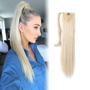 Culík/cop příčesek -100% lidské Remy vlasy 60 cm, platinová blond