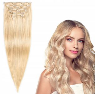 CLIP IN vlasy - 100% Lidské vlasy k prodloužení REMY, platinová Blond - extra dlouhé 57 cm