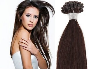 KERATIN- 100% Lidské vlasy k prodloužení REMY, tmavě hnědé 46,55,60cm