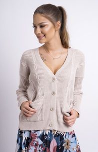 Dámský svetr na knoflíky - Beige