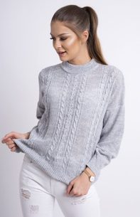 Dámský polorolák s copánkovým vzorem - Grey