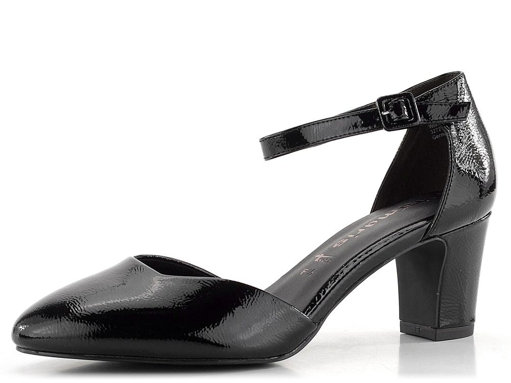 Tamaris lakované lodičky s kotníkovým páskem Black Patent 1-24432-41 - 41