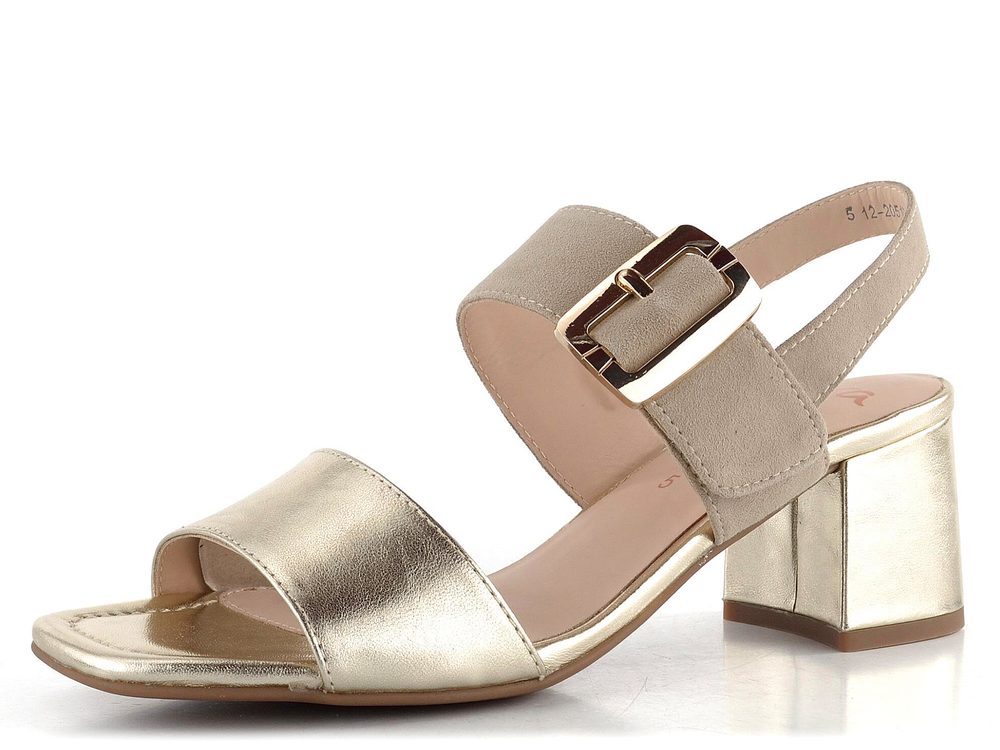 Ara dámské širší sandály na podpatku Brighton Platin/Sand 12-20510-11 - 39