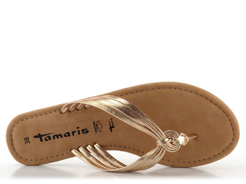 Tamaris metalické kožené pantofle/žabky Gold 1-27126-20 - Tamaris - Žabky -  JADI.cz - ...více než boty