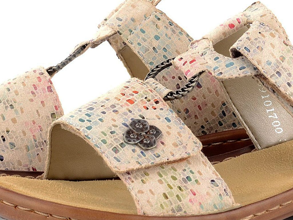 Rieker béžové pantofle s barevnou mozaikou 60829-60 - Rieker - Pantofle -  JADI.cz - ...více než boty