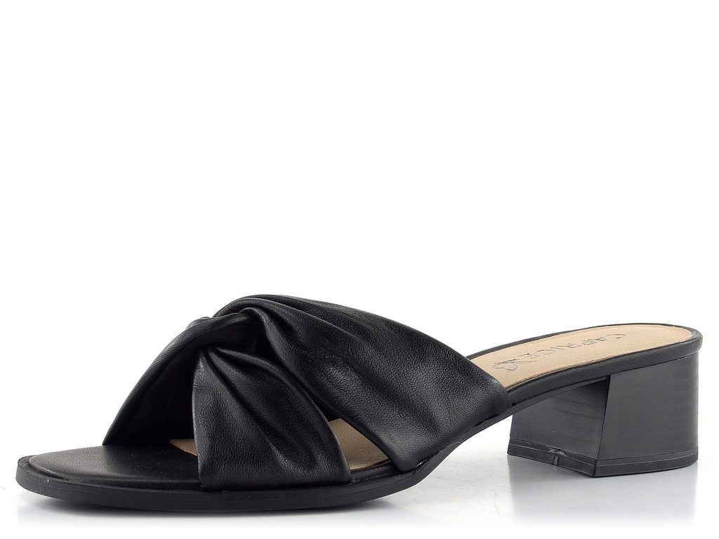 Caprice kožené pantofle na podpatku černé 9-27204-20 - Caprice - Pantofle -  JADI.cz - ...více než boty