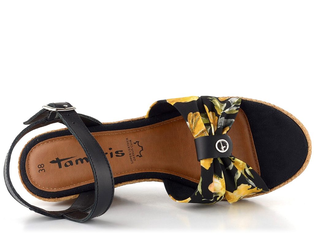 Tamaris sandály na klínu Black/Flower 1-28346-28 - Tamaris - Sandály -  JADI.cz - ...více než boty