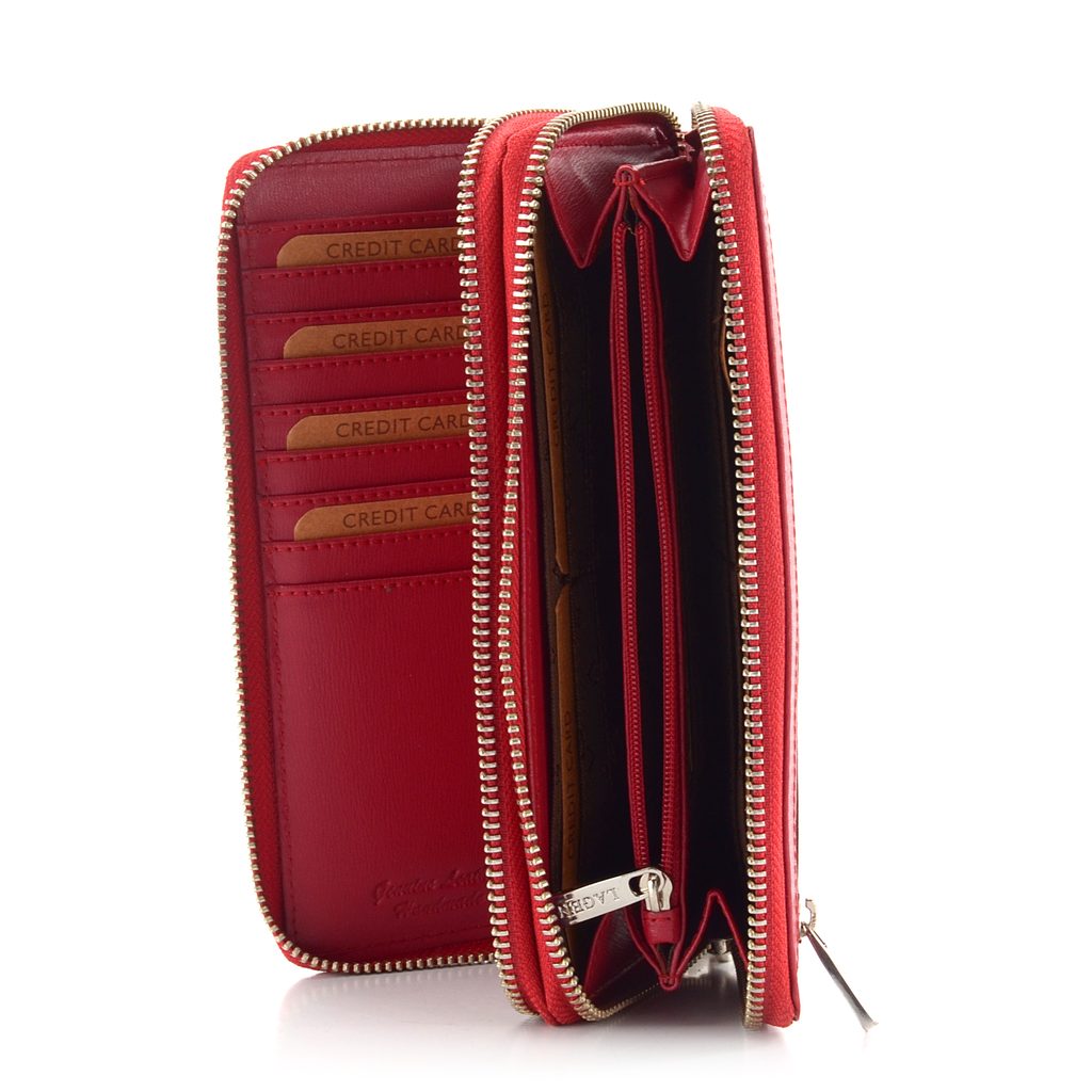 Luxusní dámská peněženka se zipovou kapsou na mobil/ červená 50386 - Lagen  - Dámské peněženky - JADI.cz - ...více než boty