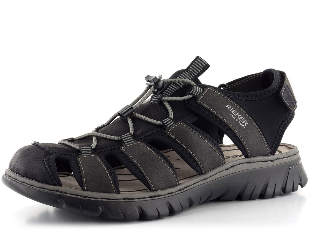 Rieker černé pánské sandály s olivkou 26770-00 - Rieker - Sandály - JADI.cz  - ...více než boty